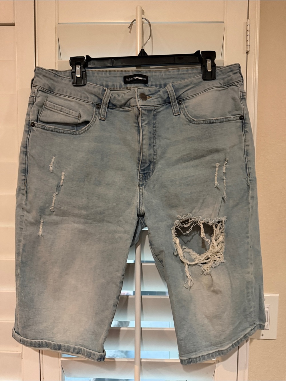 Fashion Nova White Wash Distressed Denim Shorts
